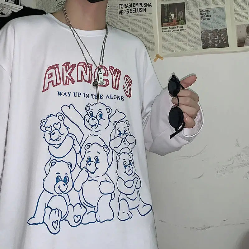 Anime Happy Face Print Oversized Sweatshirt White.. / M