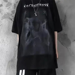 Anime Japan Style Gothic Oversized T Shirt Black / S