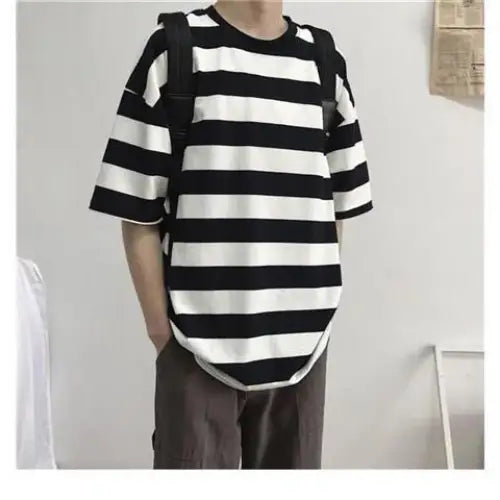 Anime Japan Style Gothic Oversized T Shirt Black-White / S