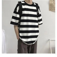 Anime Japan Style Gothic Oversized T Shirt Black-White / S