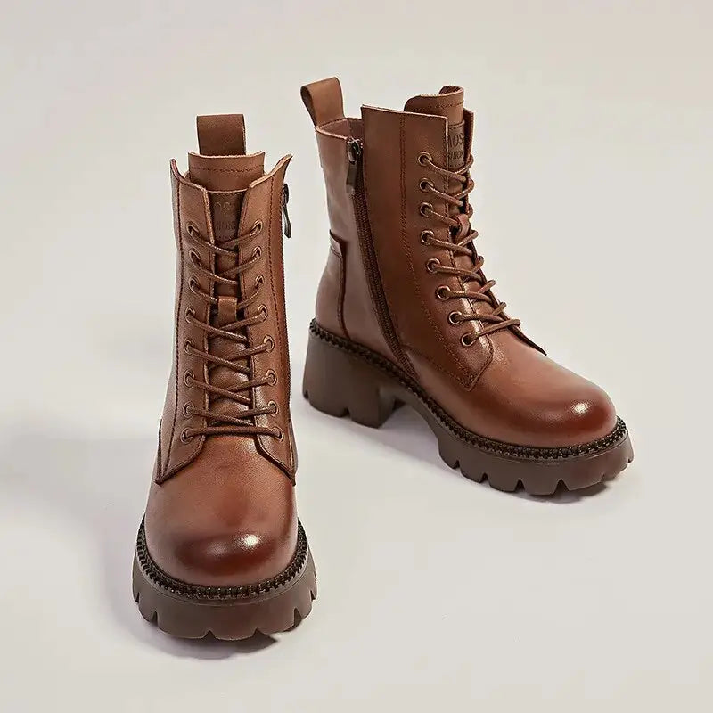 Ankle Round Toe Boots with Thick Sole Euro Size 35