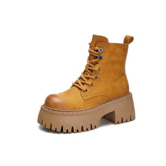 Ankle Round Toe Boots with Thick Sole Euro Size 35 Yellow