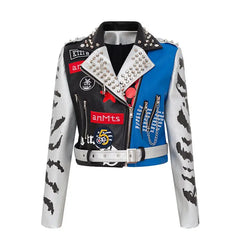 anMts Motorcycle PU Leather Jacket - S / Silver - Jackets