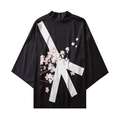 Anti-War Japanese Style 3/4 Sleeve Kimono - Black / S -