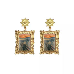 Antique Plated World Paintings Drop Earrings The Scream