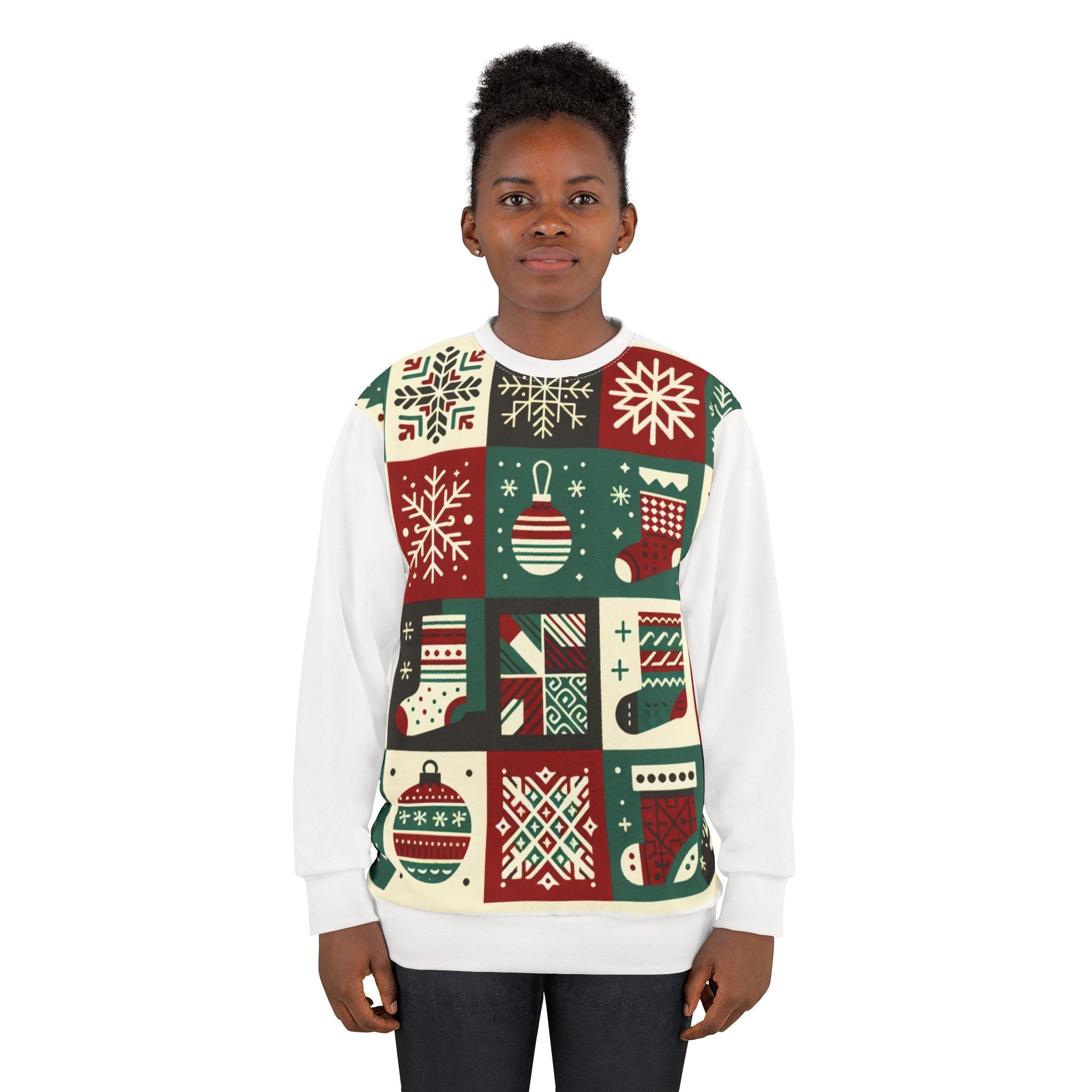 Area Christmas Sweatshirt Mosaic Print for Enchanting