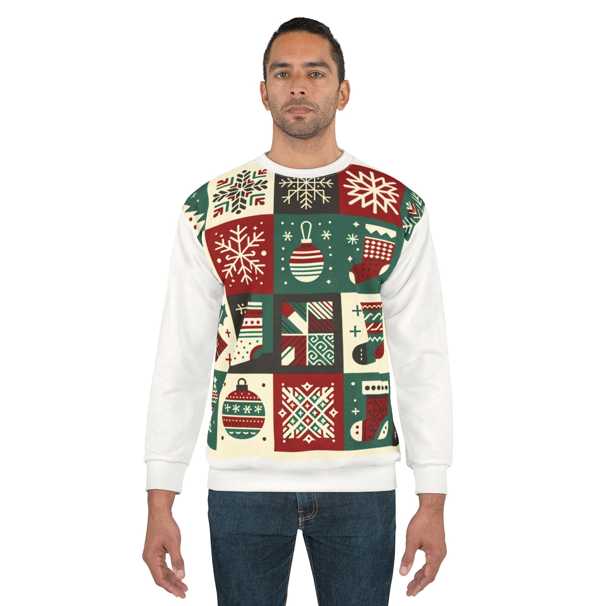 Area Christmas Sweatshirt Mosaic Print for Enchanting
