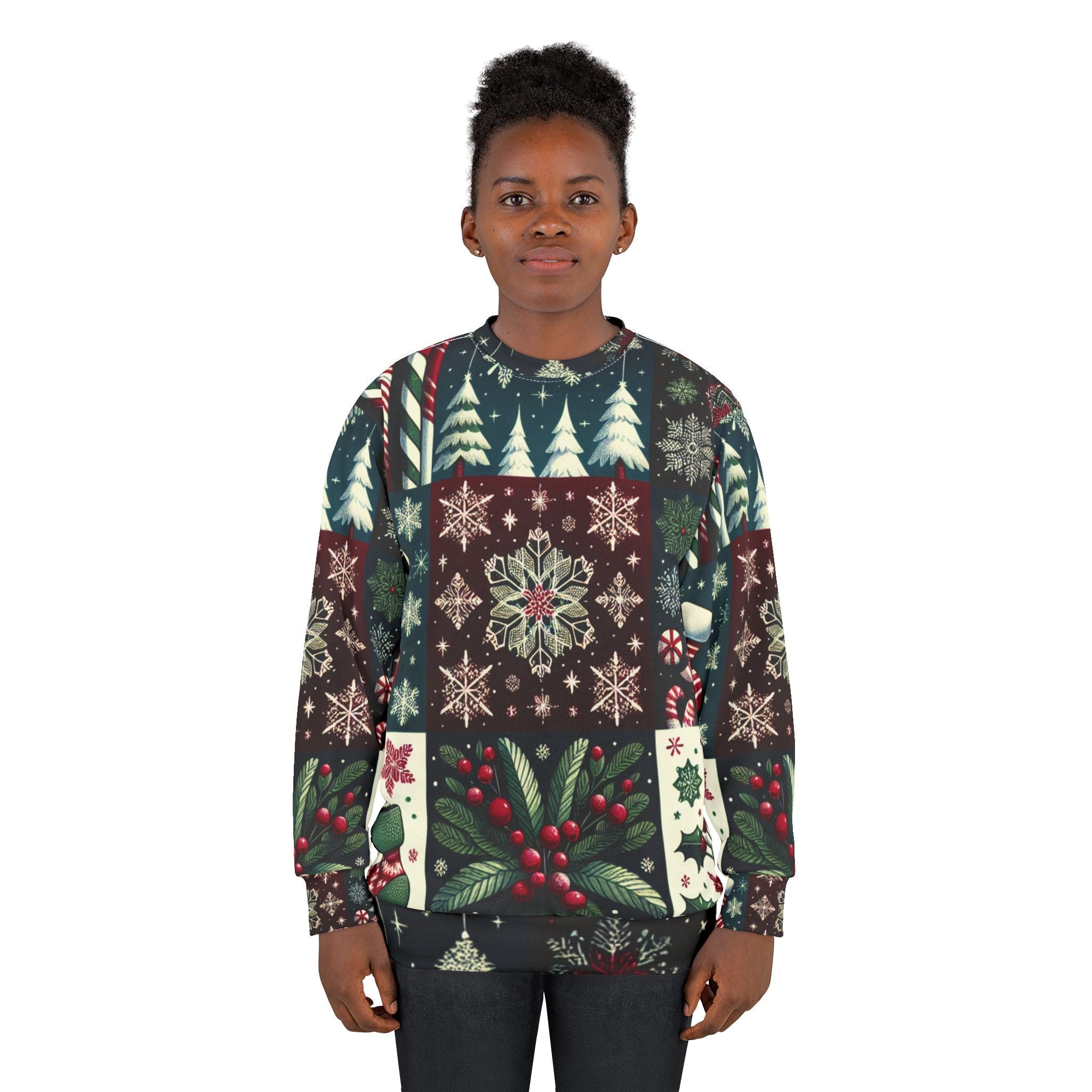 Area Christmas Sweatshirt with Candy Cane and Snowflake