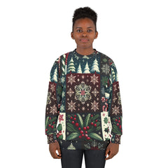 Area Christmas Sweatshirt with Candy Cane and Snowflake