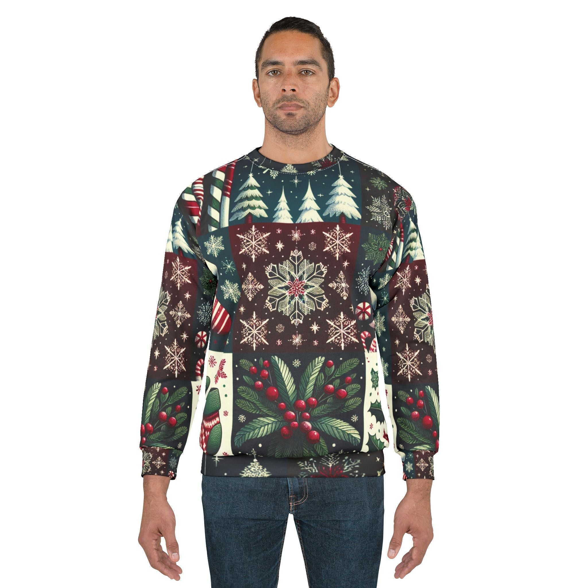 Area Christmas Sweatshirt with Candy Cane and Snowflake