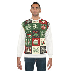 Area Christmas Sweatshirt with Festive Pattern Grid