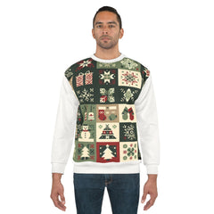 Area Christmas Sweatshirt with Festive Pattern Squares