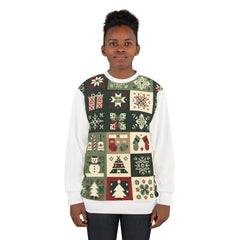 Area Christmas Sweatshirt with Festive Pattern Squares
