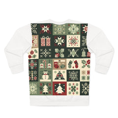 Area Christmas Sweatshirt with Festive Pattern Squares