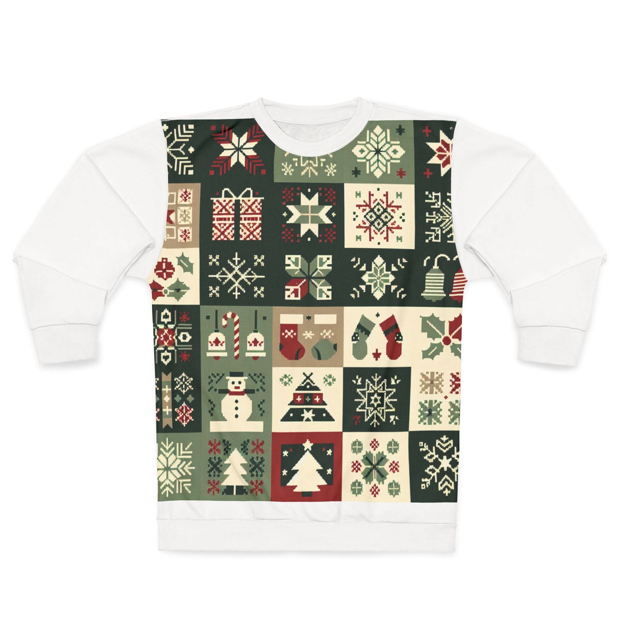 Area Christmas Sweatshirt with Festive Pattern Squares XS