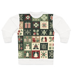 Area Christmas Sweatshirt with Festive Pattern Squares XS