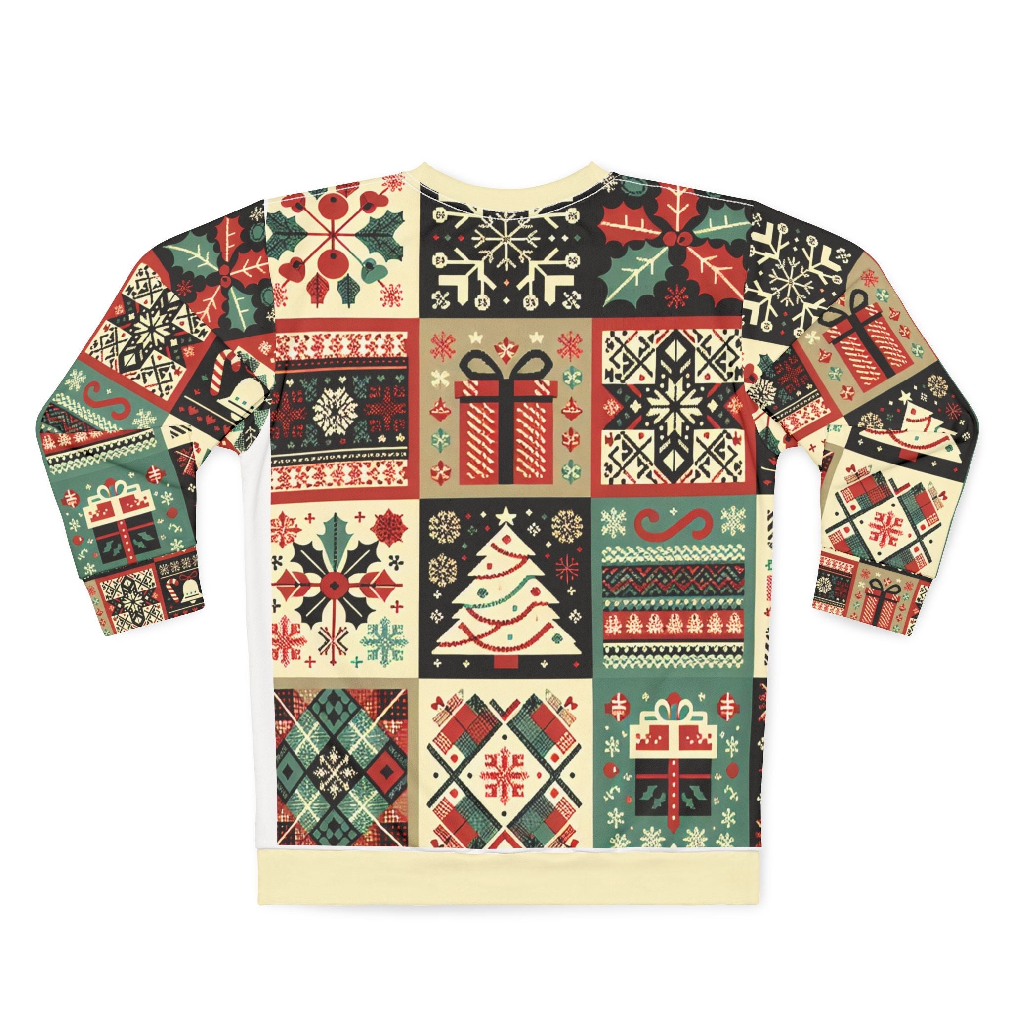 Area Christmas Sweatshirt with Holiday Pattern Prints