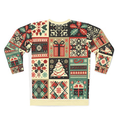 Area Christmas Sweatshirt with Holiday Pattern Prints