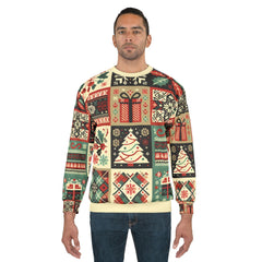 Area Christmas Sweatshirt with Holiday Pattern Prints
