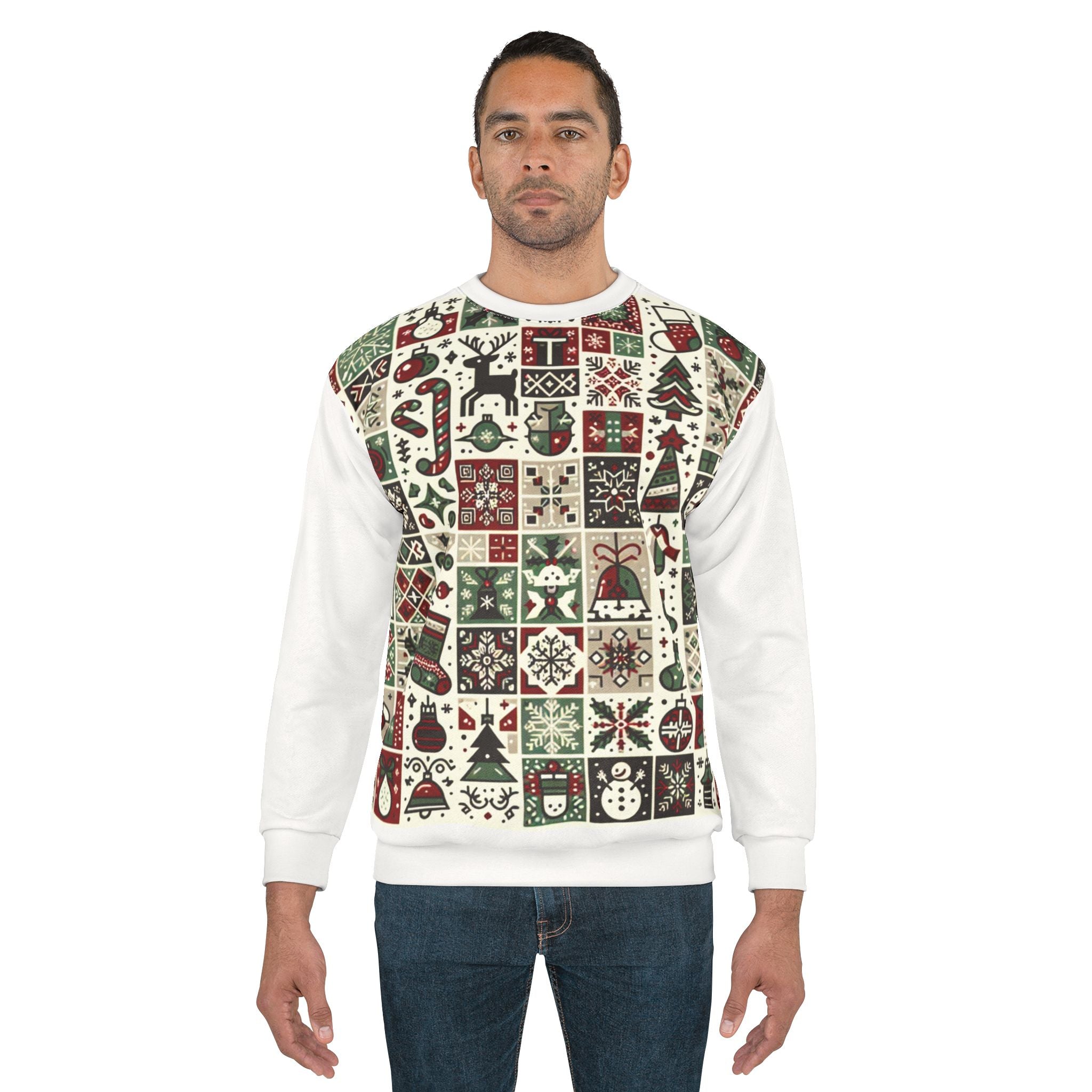 Area Mosaic Christmas Sweatshirt Festive Radiance Style
