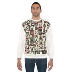Area Mosaic Christmas Sweatshirt Festive Radiance Style