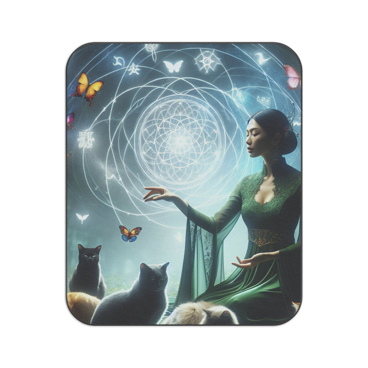 Area Picnic Blanket with Vivid South-Asian Cat Design 61’’