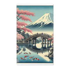 Area Rug Featuring Classic Japanese Painting with Sakura