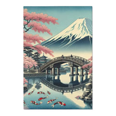 Area Rug Featuring Classic Japanese Painting with Sakura