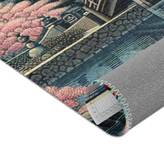 Area Rug Featuring Classic Japanese Painting with Sakura