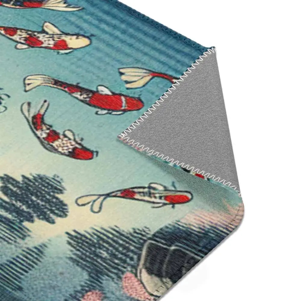 Area Rug Featuring Classic Japanese Painting with Sakura