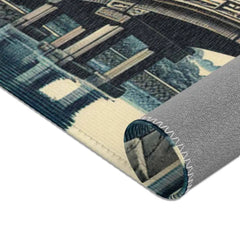 Area Rug Featuring Classic Japanese Painting with Sakura