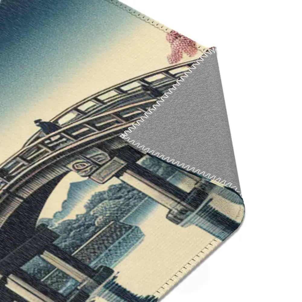 Area Rug Featuring Classic Japanese Painting with Sakura