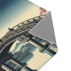 Area Rug Featuring Classic Japanese Painting with Sakura