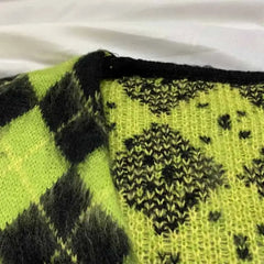 Argyle Pattern Knitted Cardigan Sweater for Men and Women