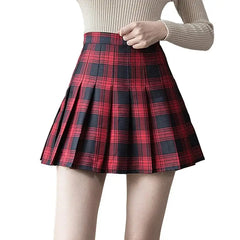 Argyle Plaid Zipper High Waist Short Skirt - Red / XS