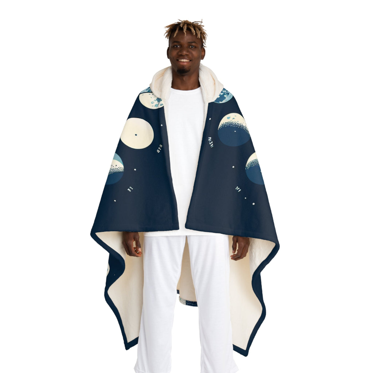 Aria Skylark - Moon Phases Hooded Sherpa Blanket