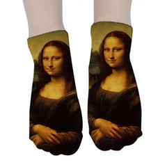 Art Hoe Cotton Socks with Oil Painting Character Design