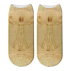 Art Hoe Cotton Socks with Oil Painting Character Design