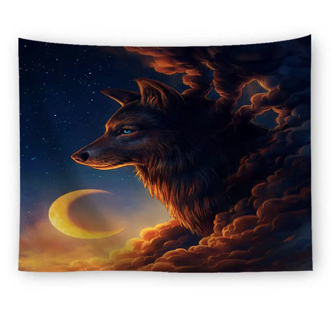 Artistic Wolf Full Colored Tapestry