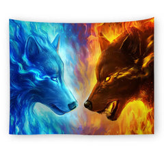 Artistic Wolf Full Colored Tapestry