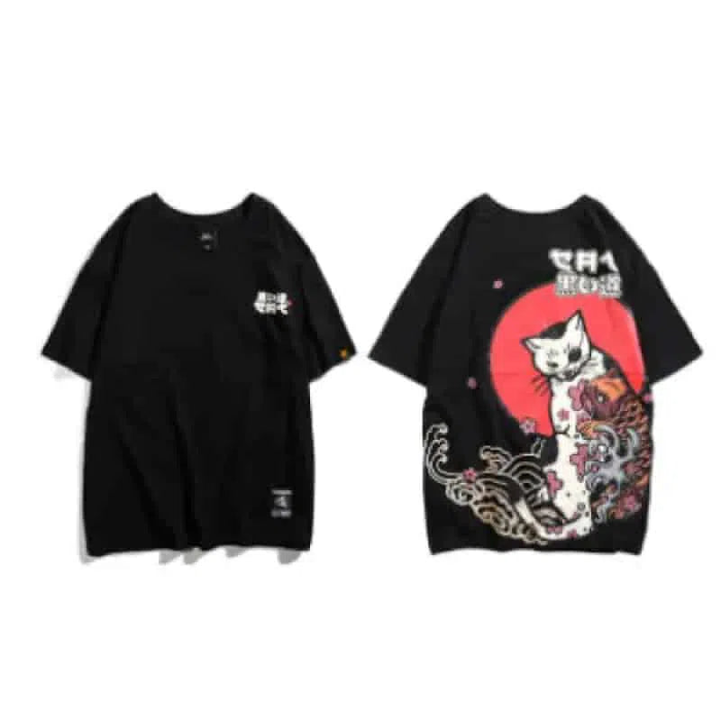 Asian street design Cat&Koi T-shirt