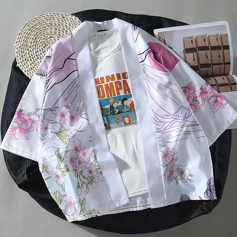 Asian Style Kimono Cap Sleeve Shirt