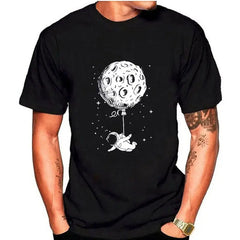Astronaut Balloon Moon Short Sleeve T Shirt Black / XS