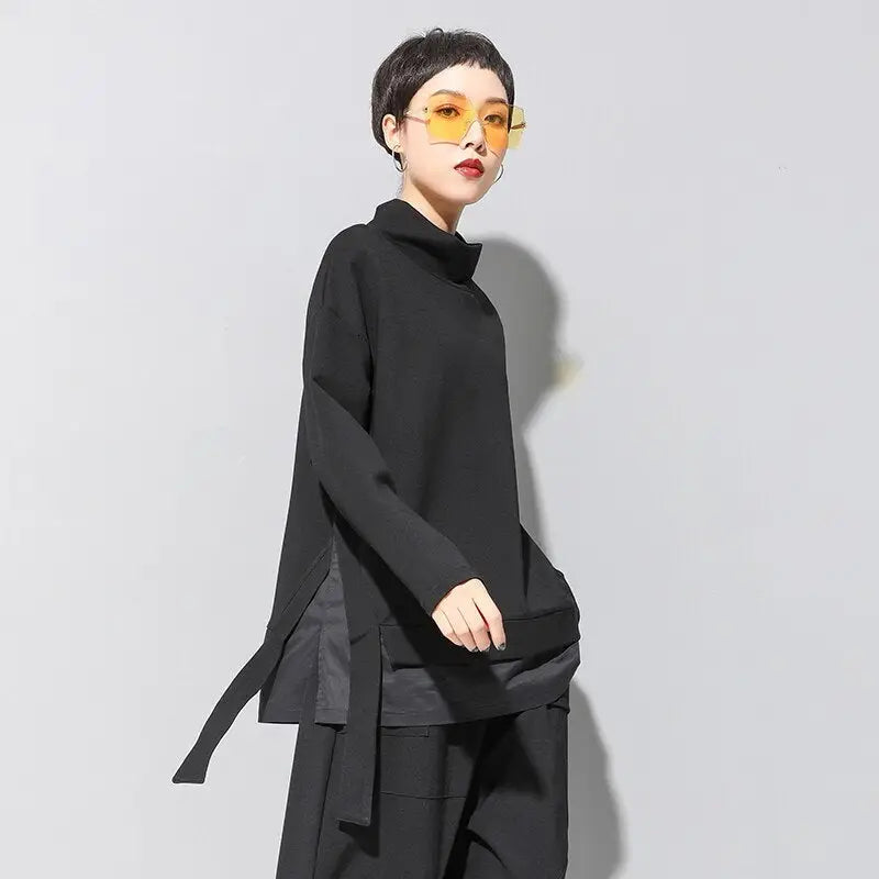 Asymmetrical Turtleneck Oversized Sweatshirt