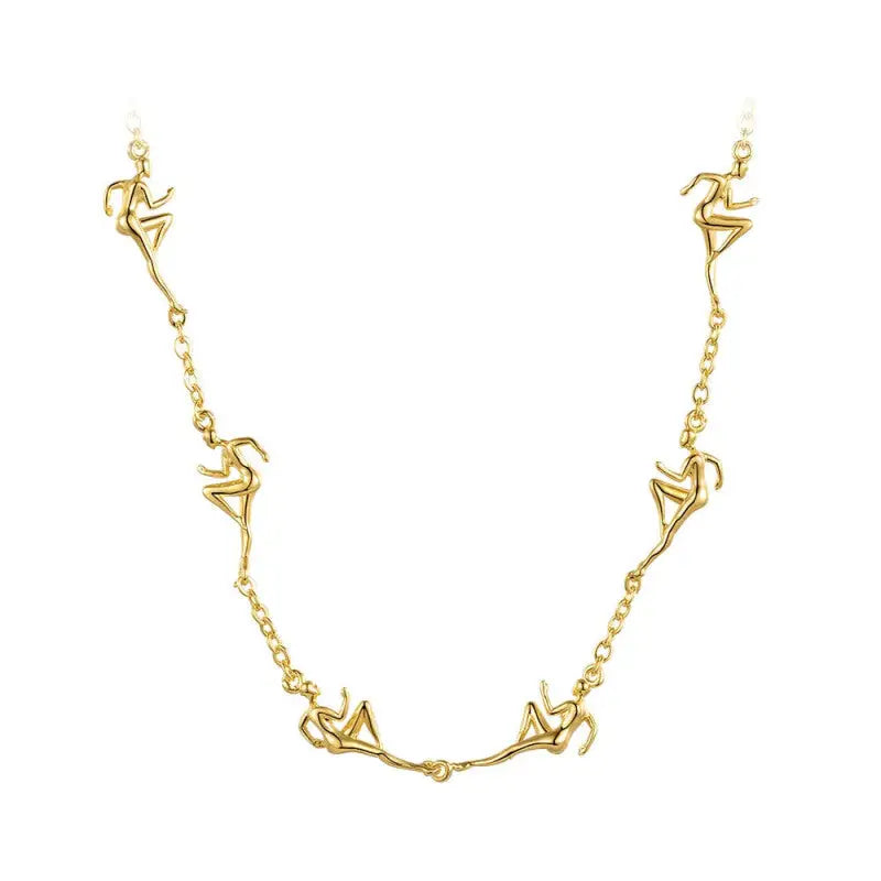 Athlete Dancer Figure Necklace for Jewelry Lovers Gold