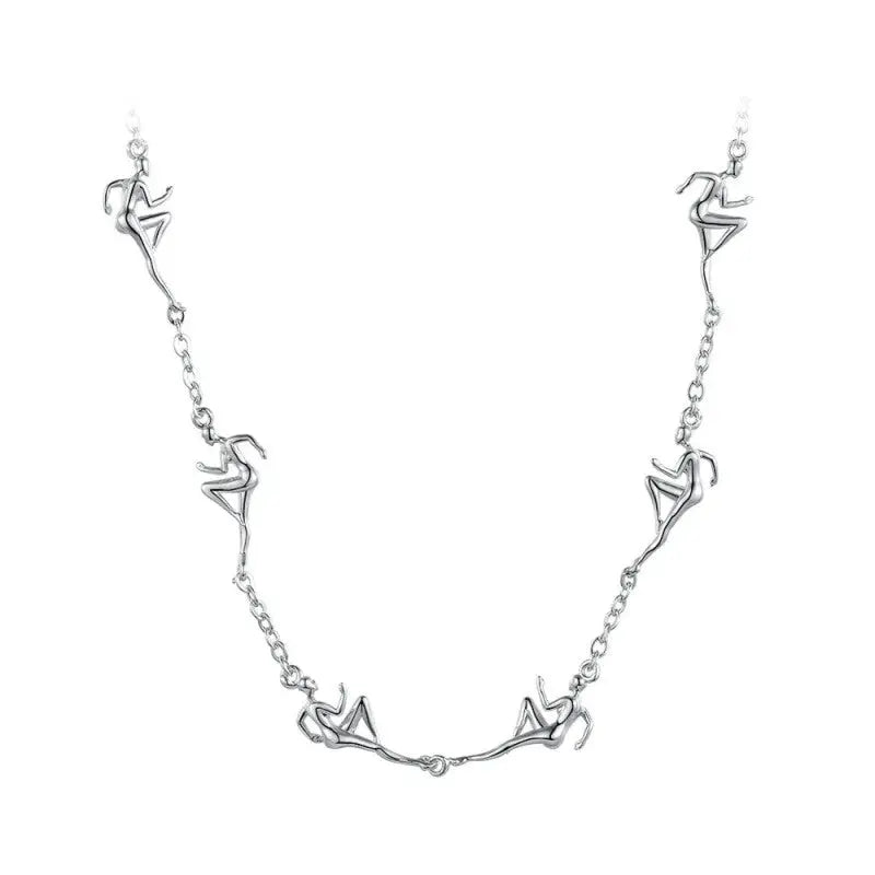 Athlete Dancer Figure Necklace for Jewelry Lovers Silver