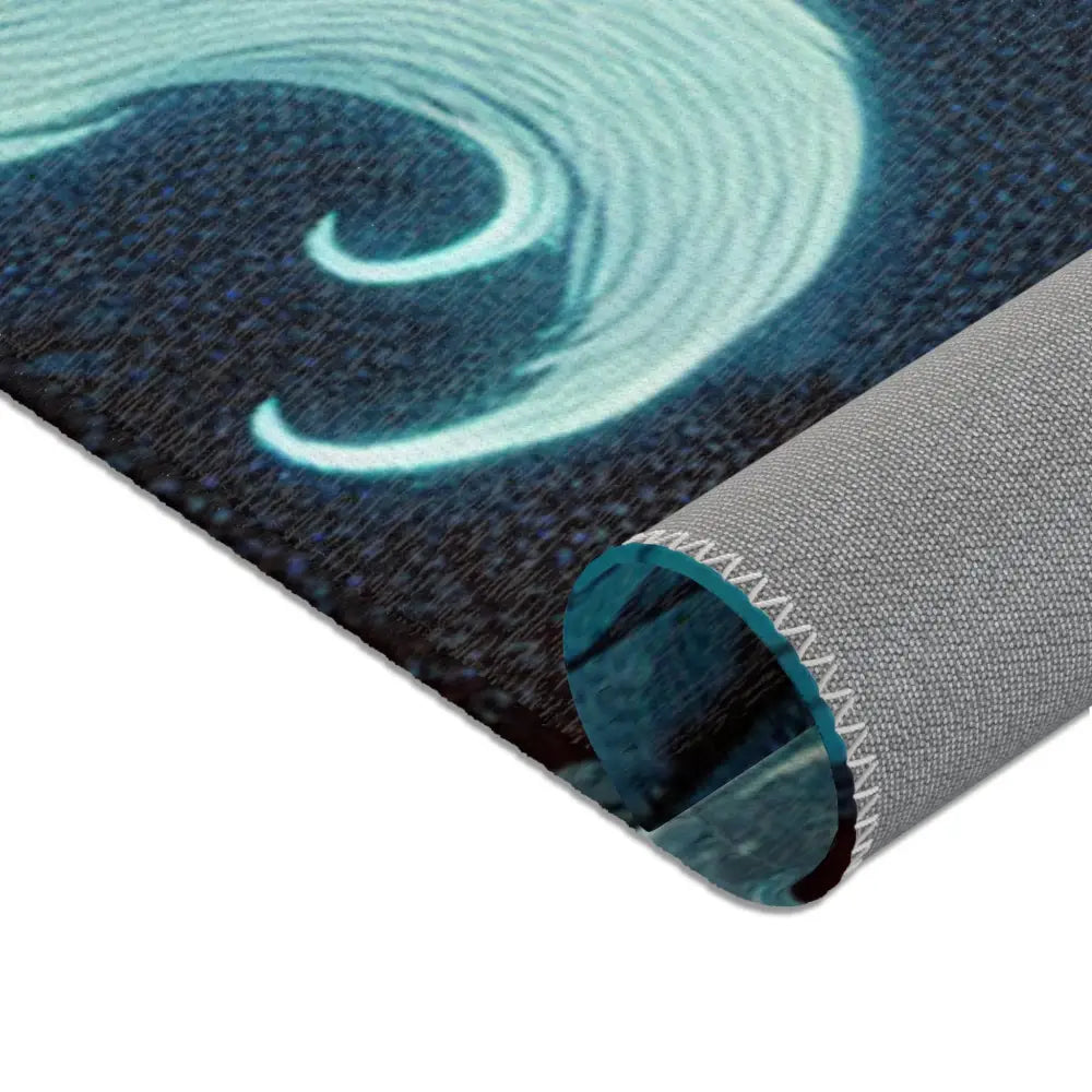 Atmospheric Area Rug with Mischievous Kitsune Yokai Design