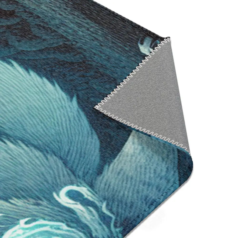 Atmospheric Area Rug with Mischievous Kitsune Yokai Design