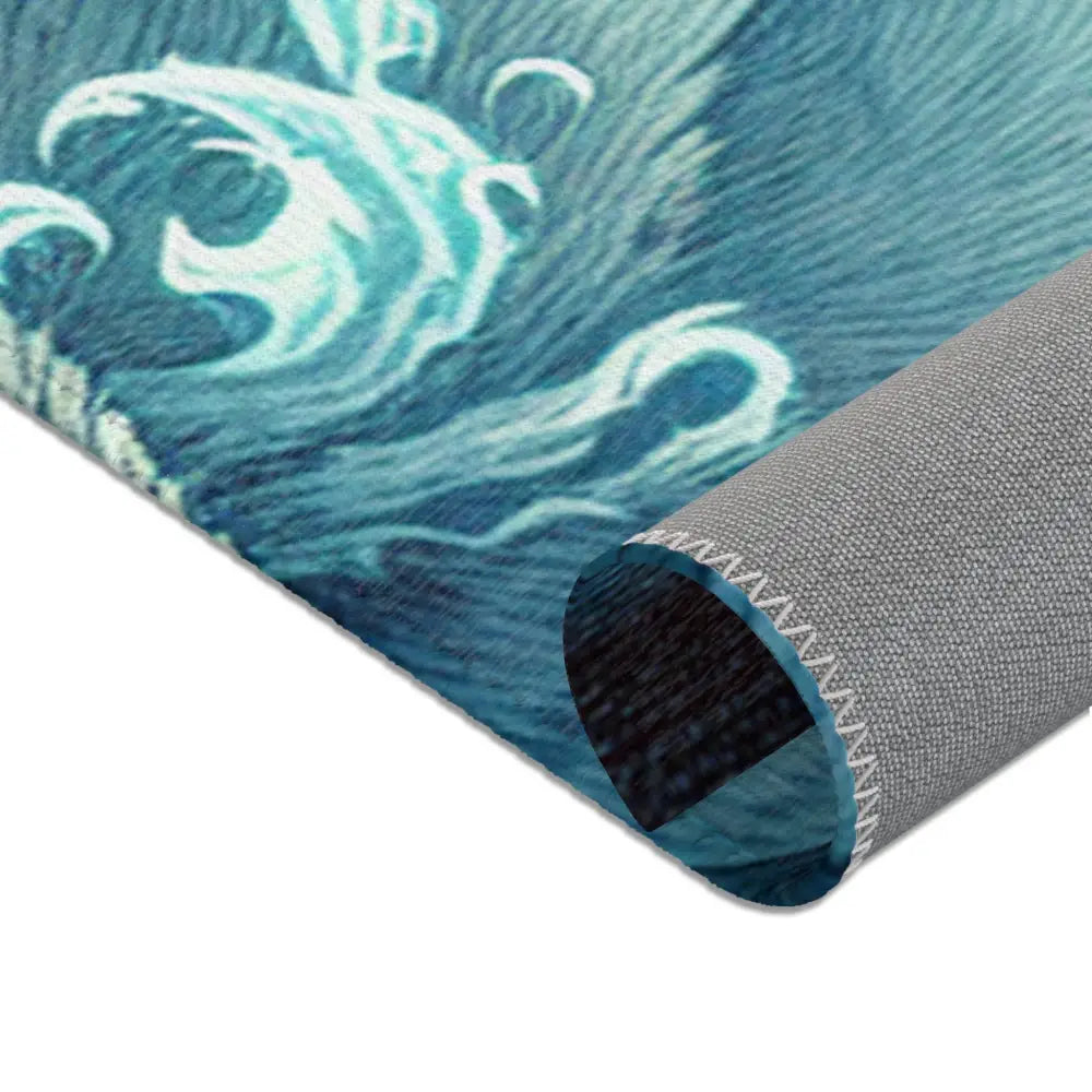 Atmospheric Area Rug with Mischievous Kitsune Yokai Design