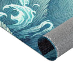 Atmospheric Area Rug with Mischievous Kitsune Yokai Design